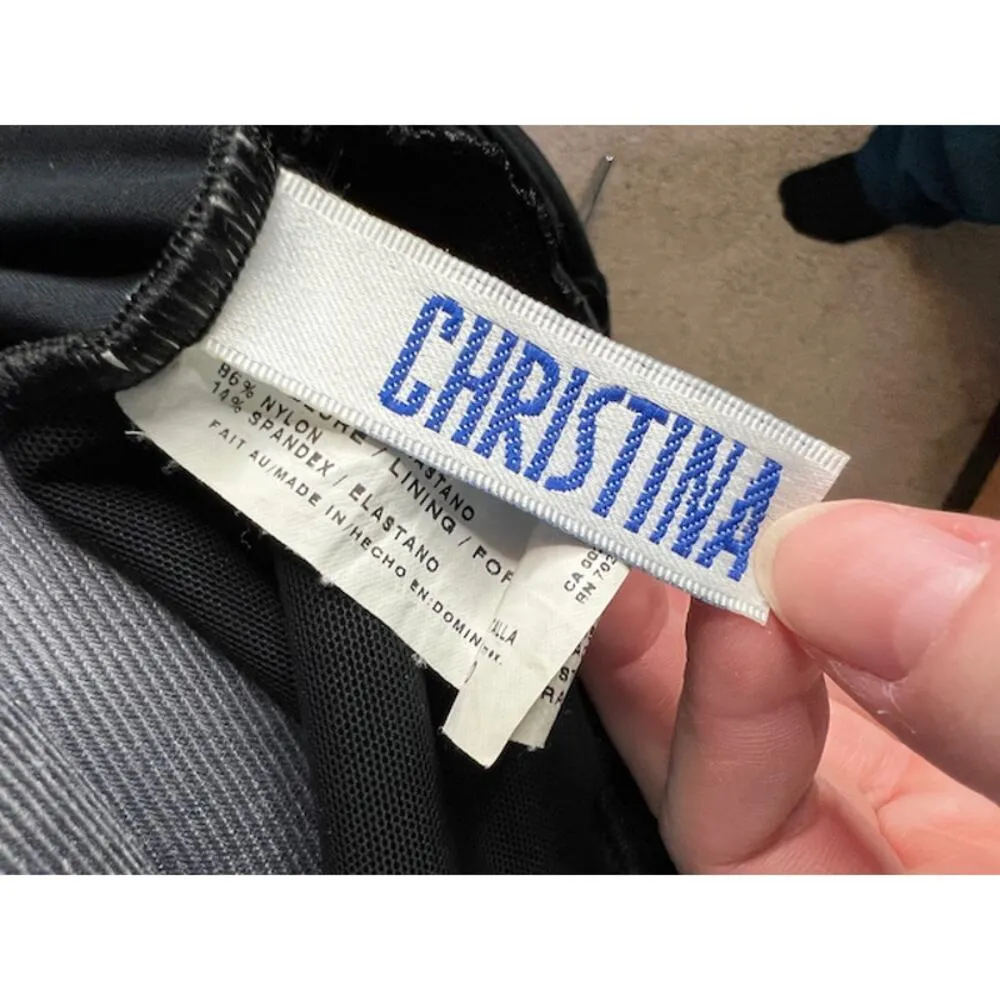 CHristina one piece swimsuit Vintage black lace front mesh - Image 10