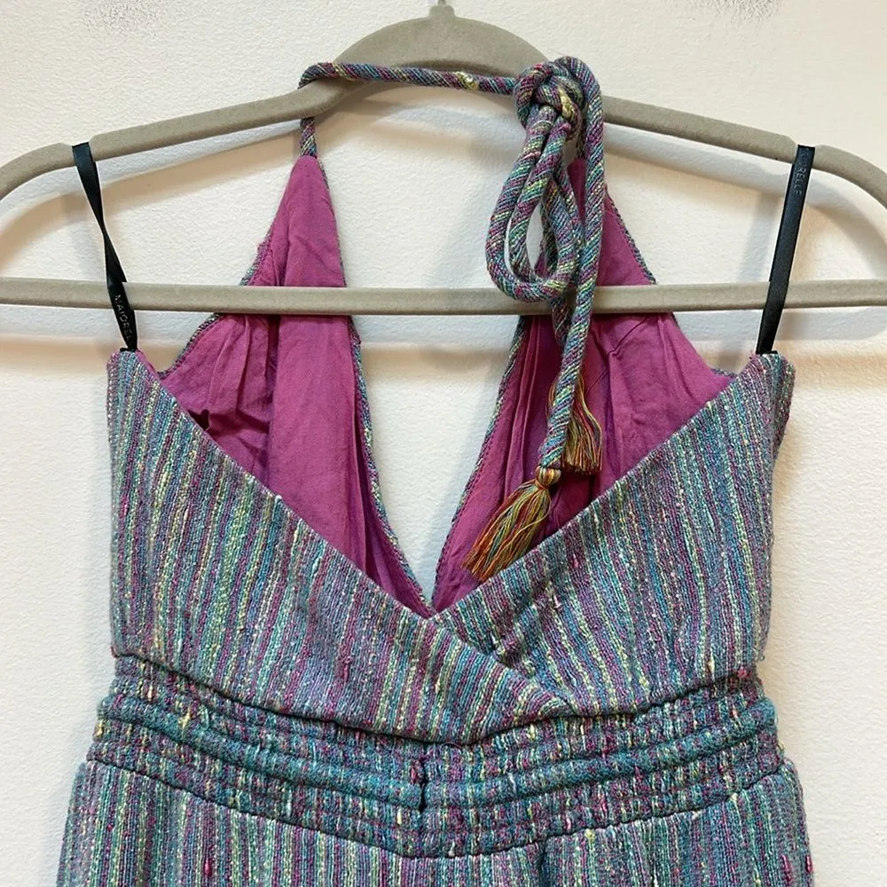 Majorelle Lisbon Jumpsuit in Rainbow Stripe Size‎ XS Halter Split Hem Boho - Image 13