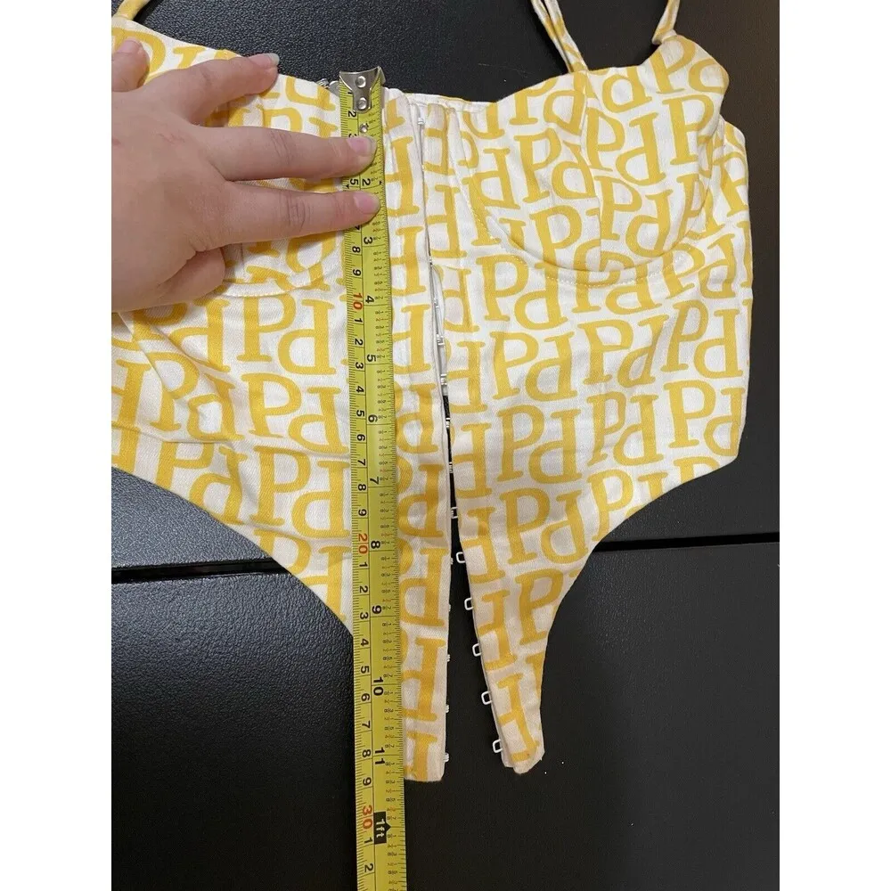 YELLOW AND WHITE MEADOW LOGO Bustier Top Size 2 - Image 12