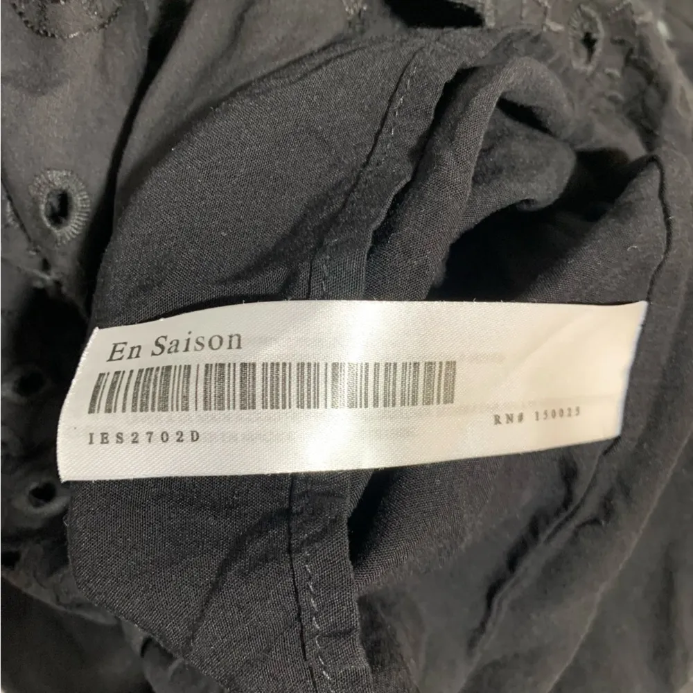 En Saison Juliet Poplin Black Cotton Puff Sleeve Mini Babydoll Dress - Image 5