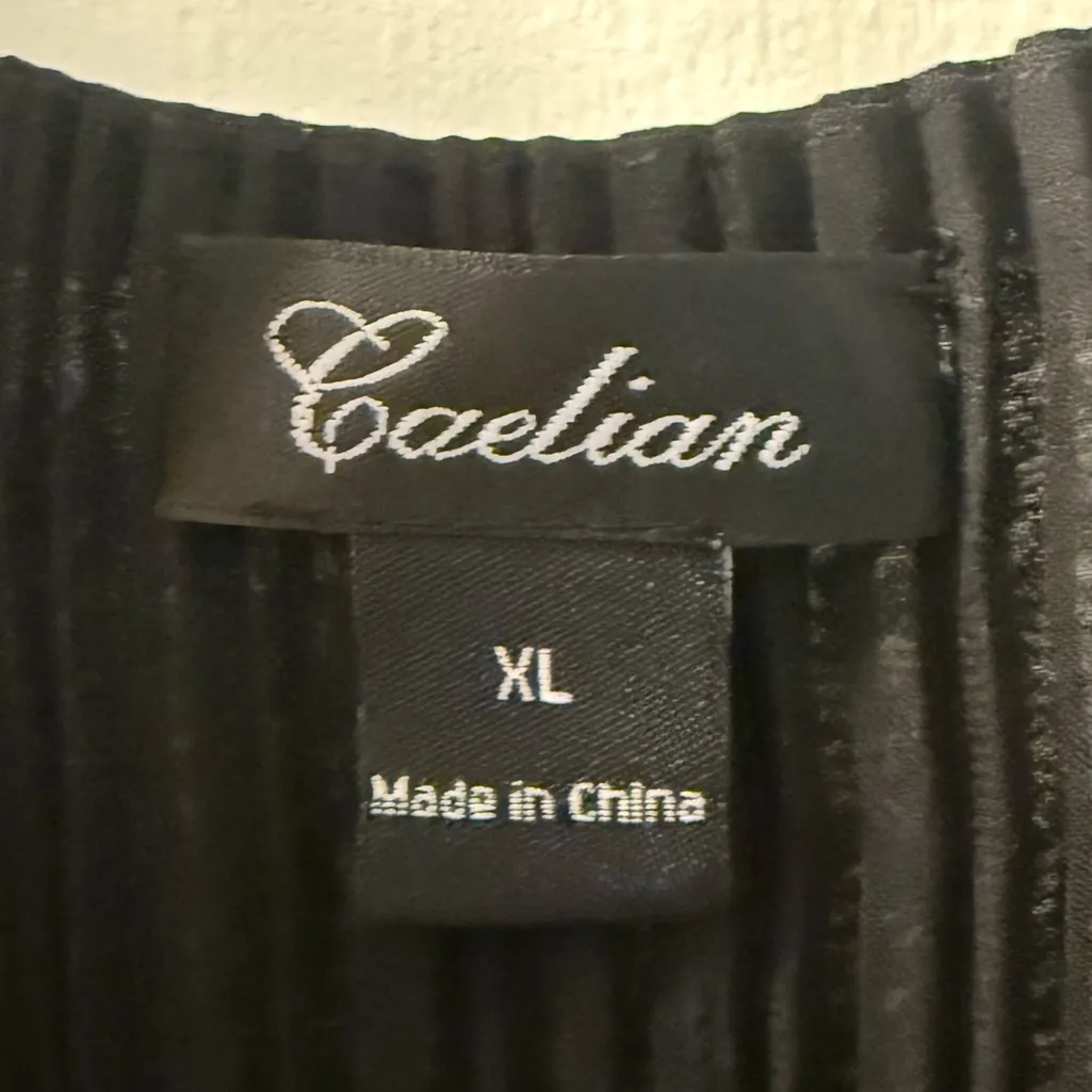 Caelian Sleeveless‎ Maxi Dress Pleated Flare Flowy Black Size XL - Image 6