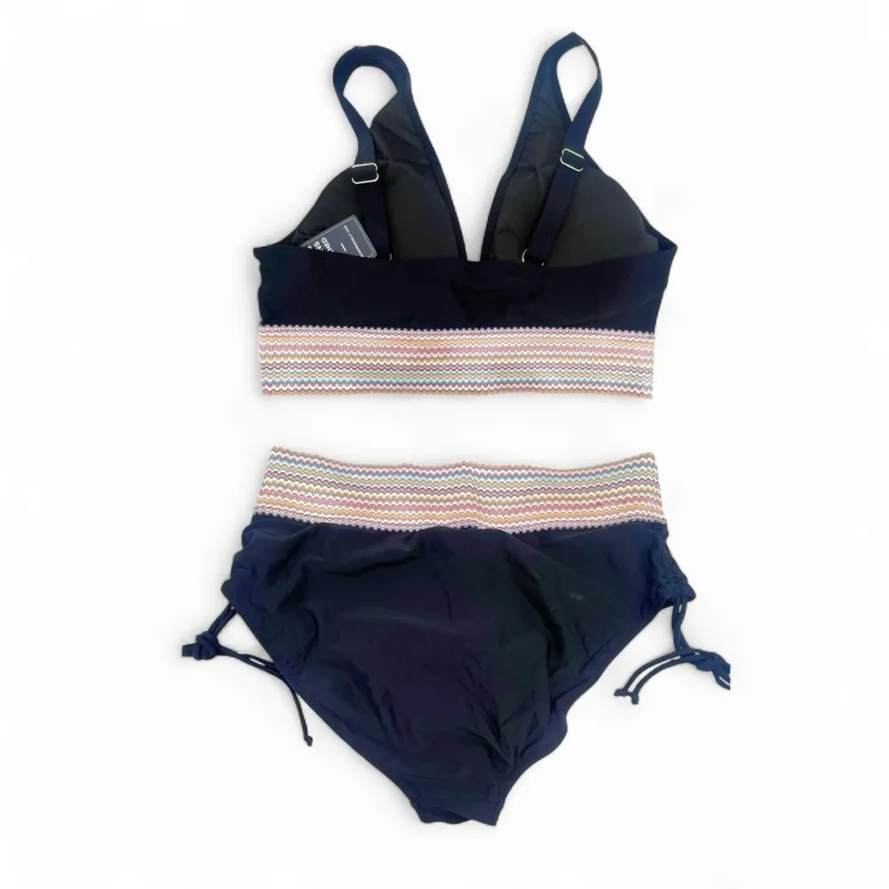 NWT Blooming Jelly Bikini Set Size XL Black High Waist Swimsuit Retro Stretch - Image 3