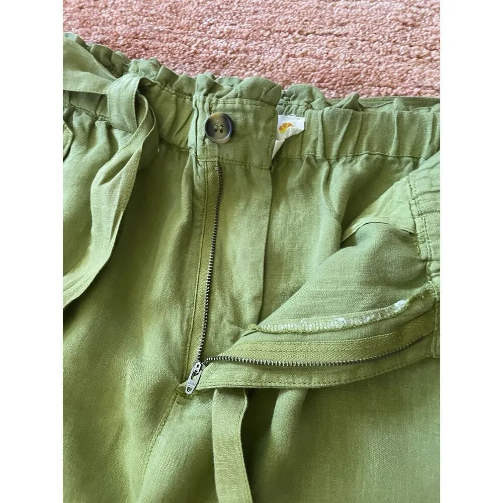 C&C California Green Linen Pants Women’s M Medium Tie Waist High Rise Pants - Image 5