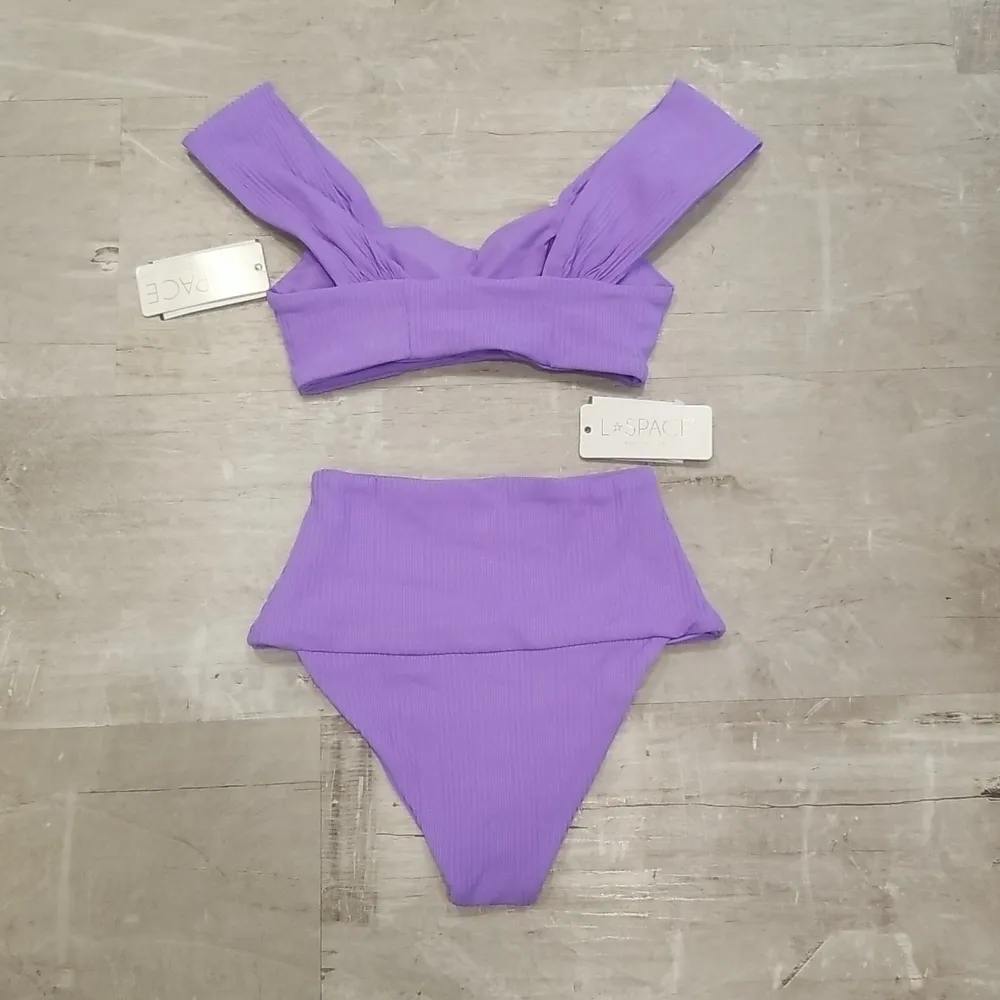 💕L*SPACE💕 Pointelle Rib Bikini Set ~ Gizelle Top + Desi Bottom ~ Purple XS NWT - Image 8