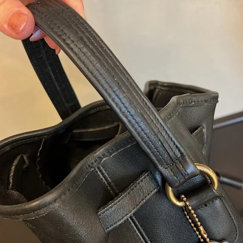 Coach 9992 Handle Backpack true vintage, black leather, gold tone hardware,13x11 - Image 13