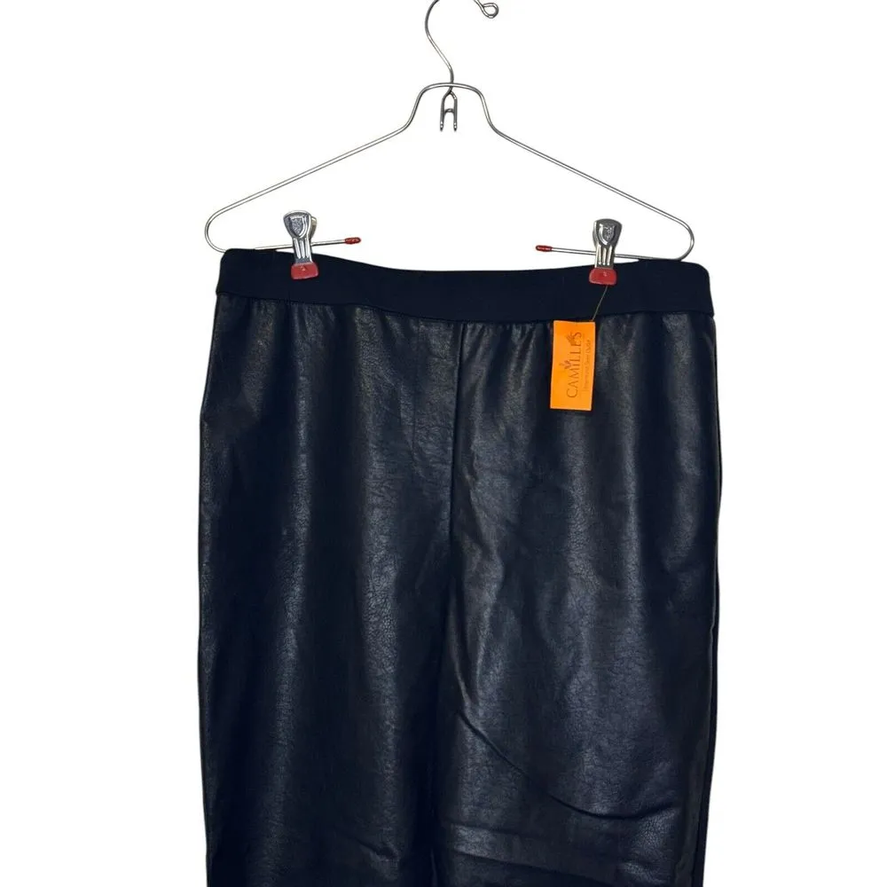 Joan Rivers Women's Pants Pull On Faux‎ Leather Track Trousers Petite Small NWT - Image 4