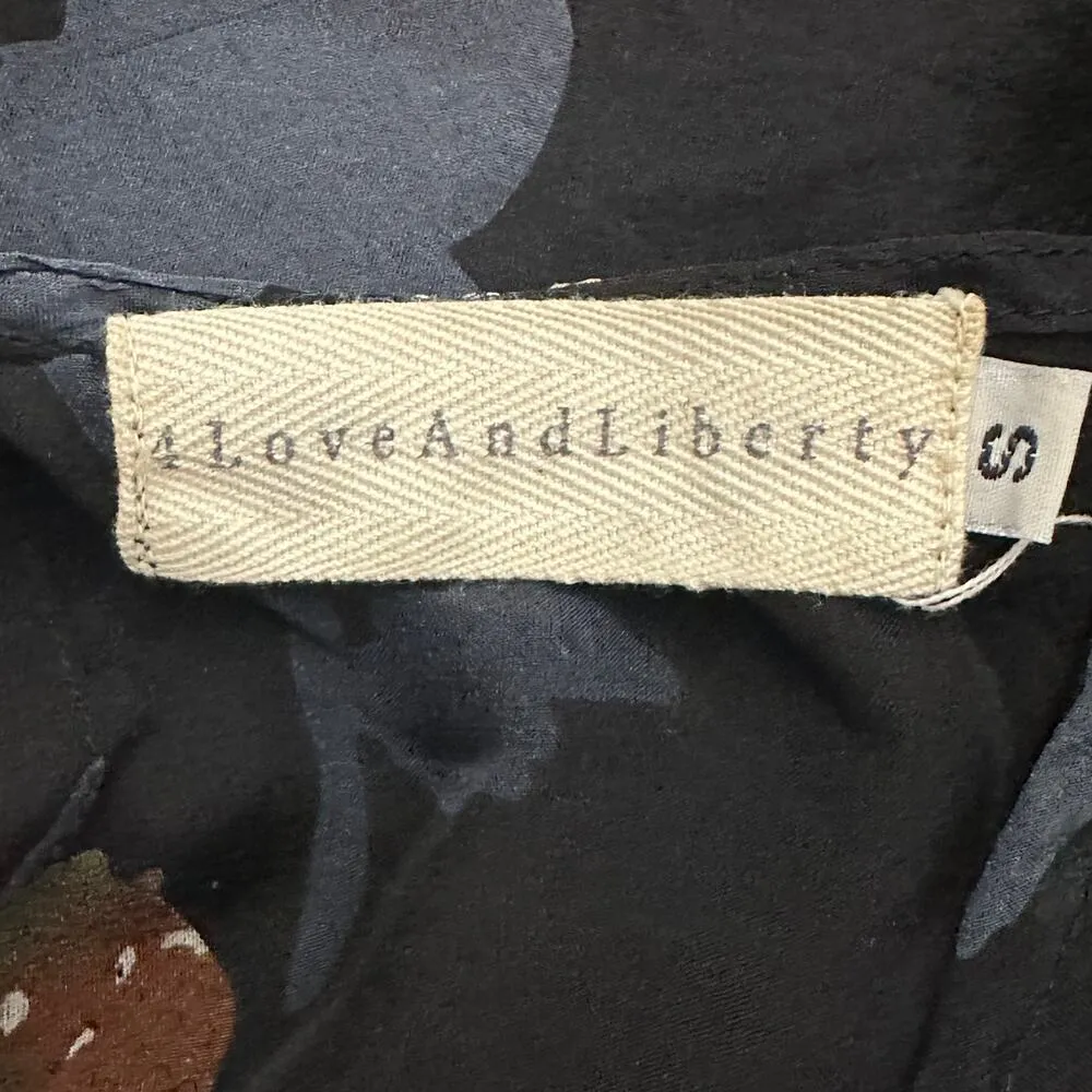 4 Love And Liberty Blouse Women S Black 100% Silk Floral Sheer Flowy Boho Whimsy - Image 4