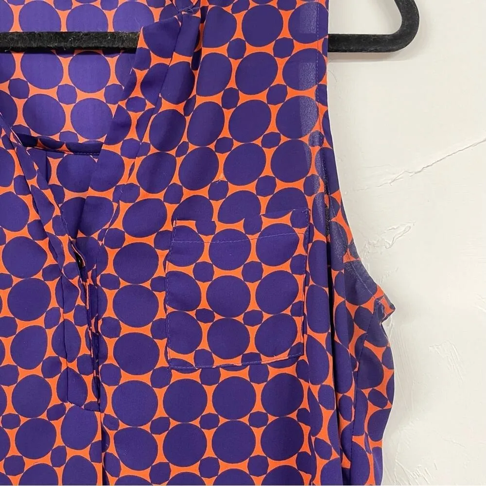 Papermoon Stitchfix Purple & Orange Spotted Sleeveless Tunic Blouse Womens S Top - Image 4