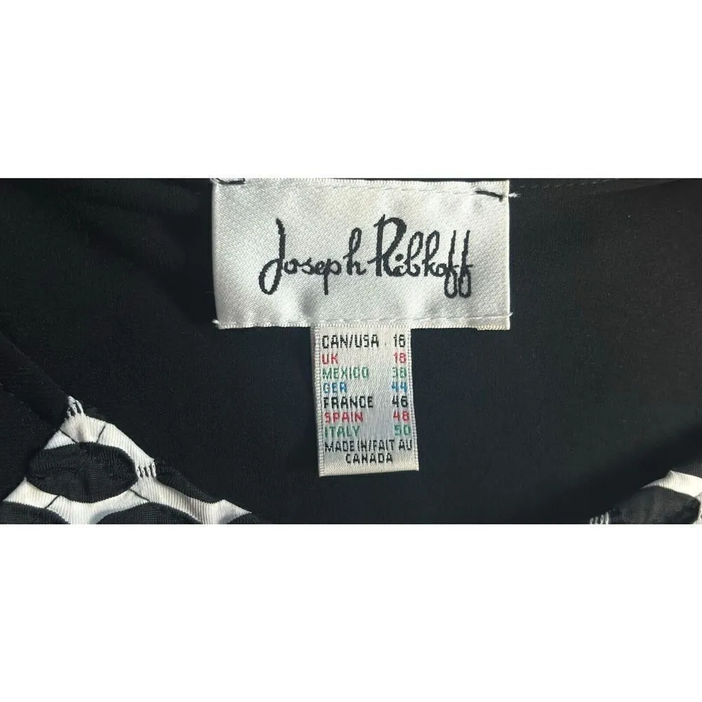 Joseph Ribkoff Jacket Size 16 Zip Up Black White Scuba Material Classic Workwear - Image 4