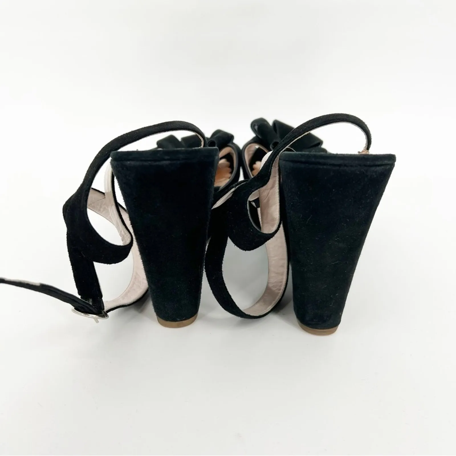 Marc‎ Jacobs Flower Leather Wedge Sandals 6 Black - Image 5
