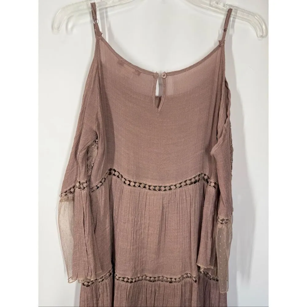 Vivid Importers of NY Dress Crochet Flare Sleeve Cold Sleeve size medium Pink - Image 4