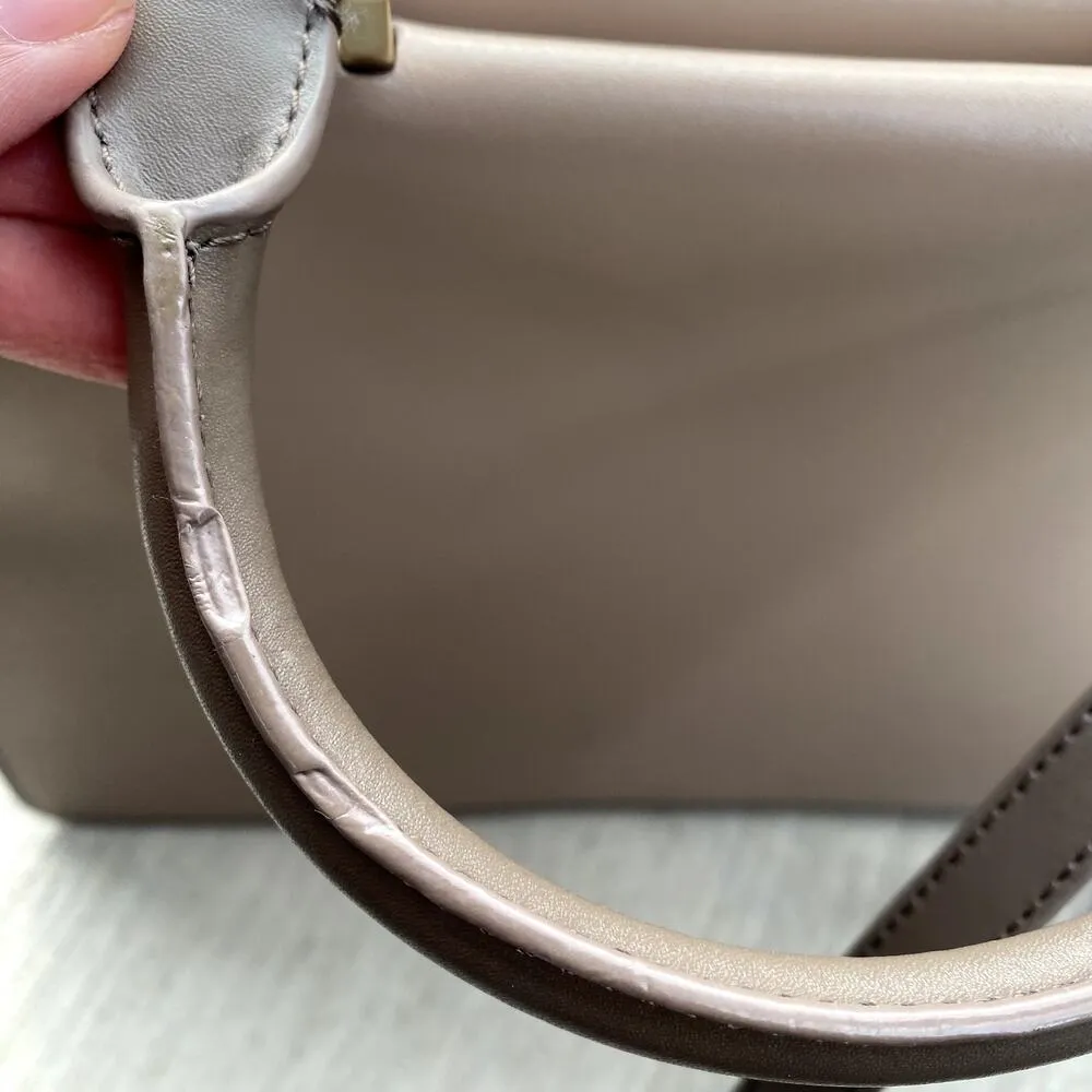 Michael Kors Truffle/Mushroom Tatiana Medium Leather Crossbody Satchel Bag Brown - Image 7