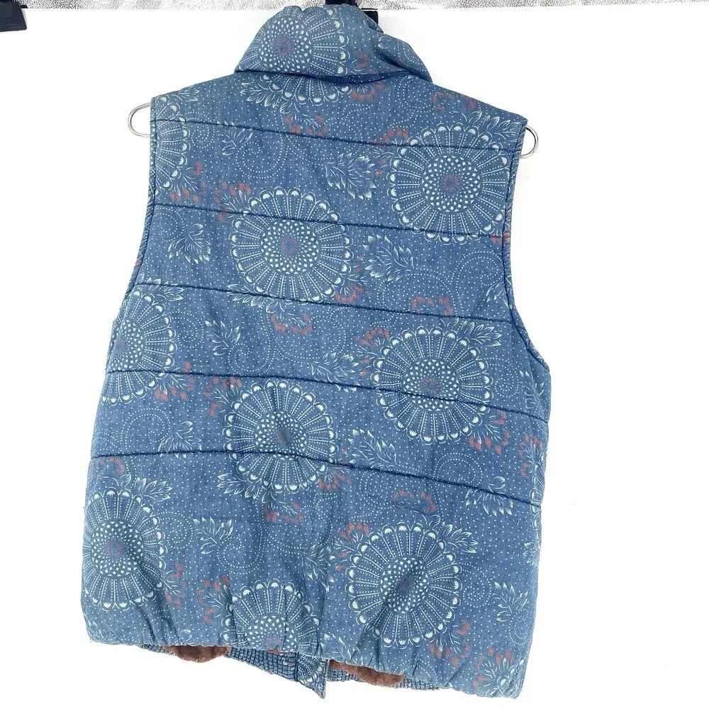 Anthropologie Pilcro and the Letterpress Cotton Puffer Vest Blue Women's Size M - Image 2
