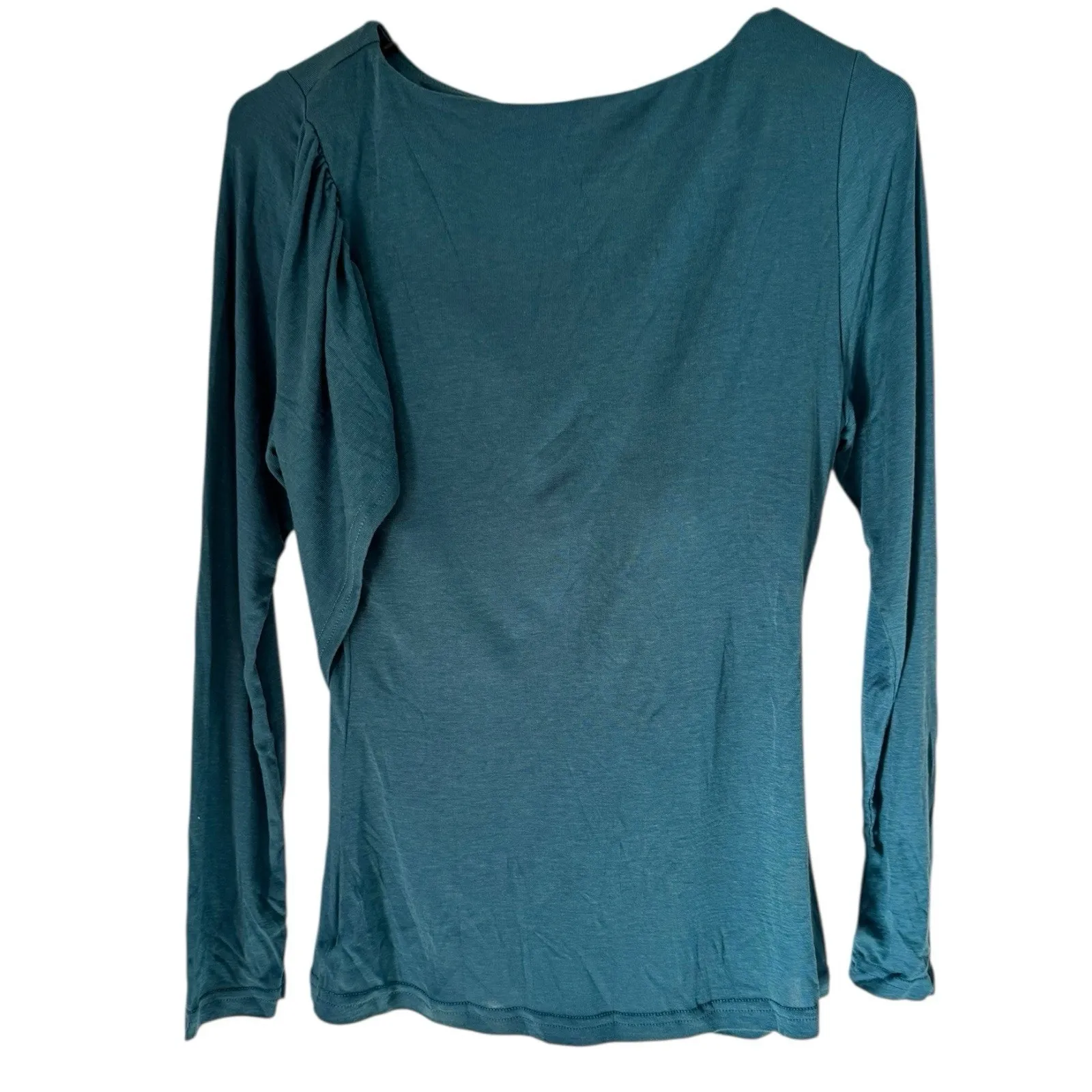 NWT OGL Tencel Wool LiteWarm Gathered Long Sleeve Brami Top Size Large Blue - Image 3