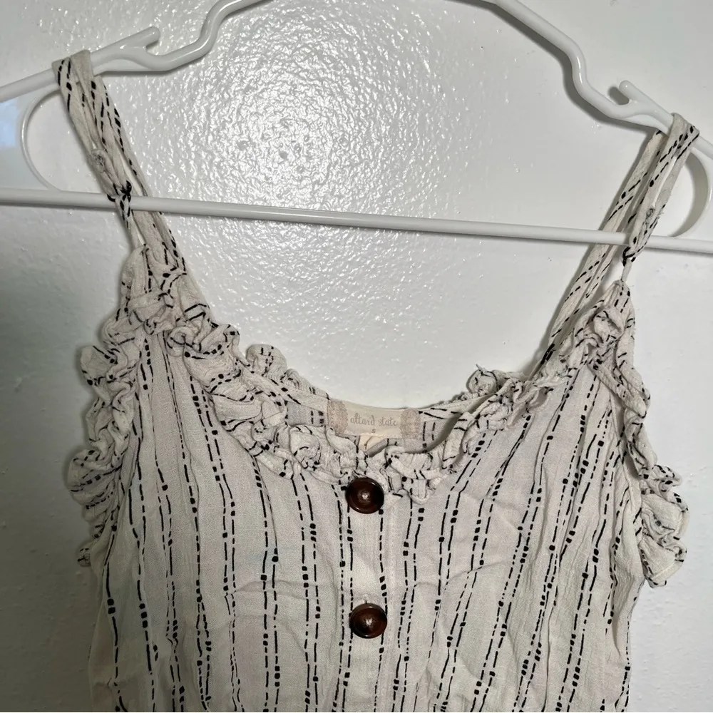 Altar’d State Button Down Tank Top Ruffles White Black - Image 3