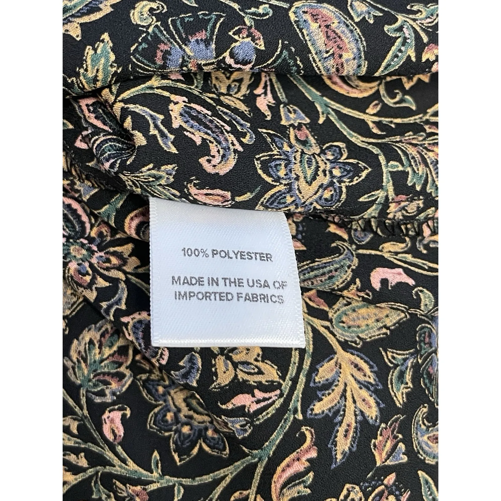 ROAN + RYAN Blouse Top Women Medium Black Floral VNeck Sheer Flowy Office Dressy Size 8 - Image 5