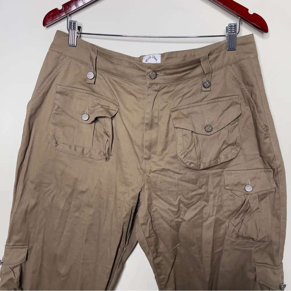 With Jean Tommy zipper cargo pants khaki sz L - Image 6