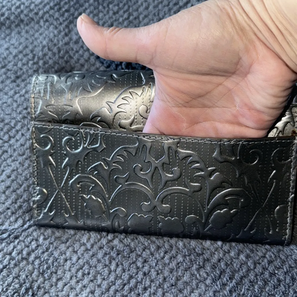 Patricia Nash Silver Embossed Leather Tri-Fold Wallet with Card Slots - Image 7