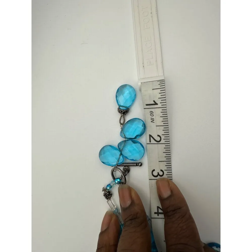 Blue Crystal Faceted Necklace Teardrop Oval Beads Lobster Clasp Handcrafted - Image 5