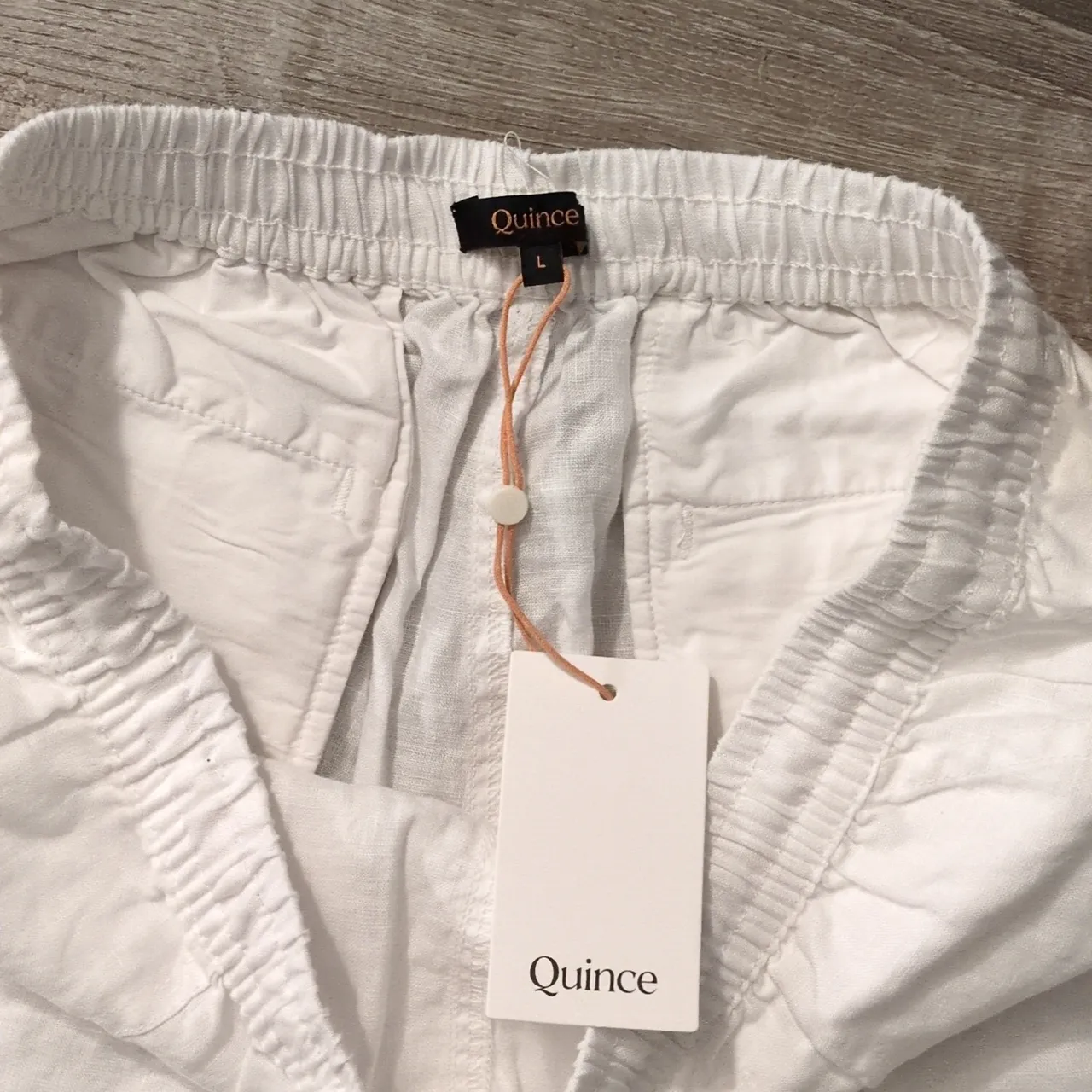 Quince European Linen White Shorts Size Large - Image 3