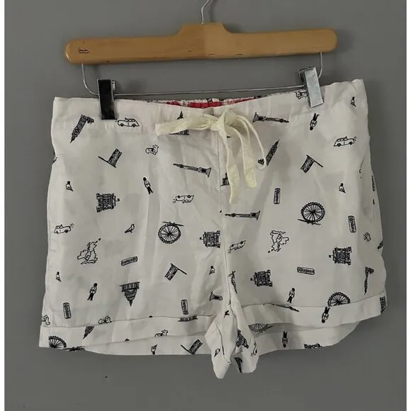 Boden London Pajama Shorts 100 Percent Cotton Pull On With Tie Front - Image 1