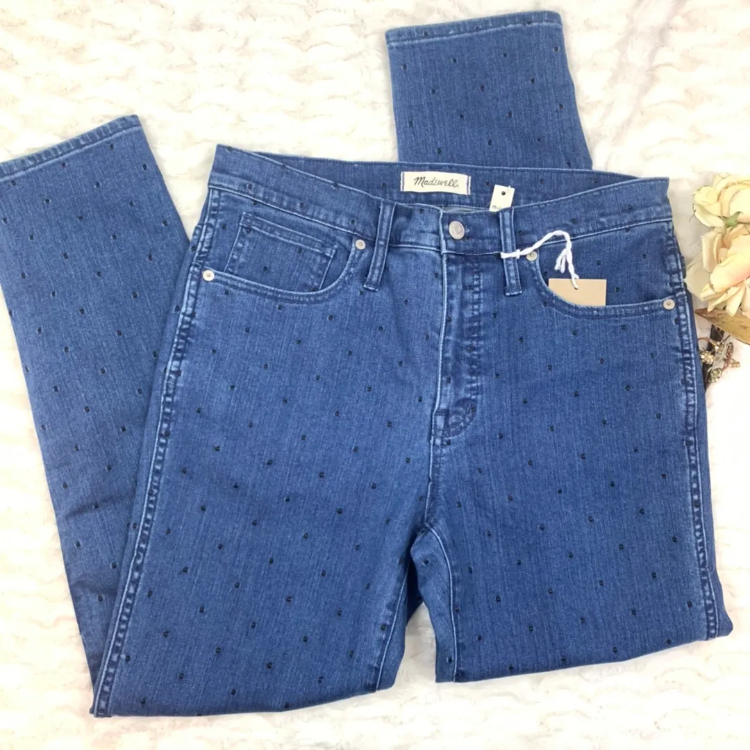 Madewell Slim Straight Navy Dot Jeans - Image 3