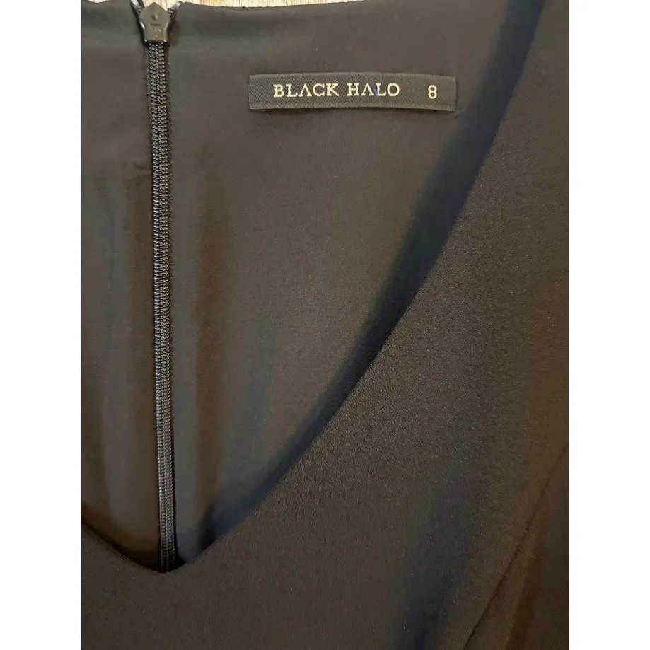 Black Halo V-Neck Sheath Dress - Size 8 - Little Black Dress - Image 7