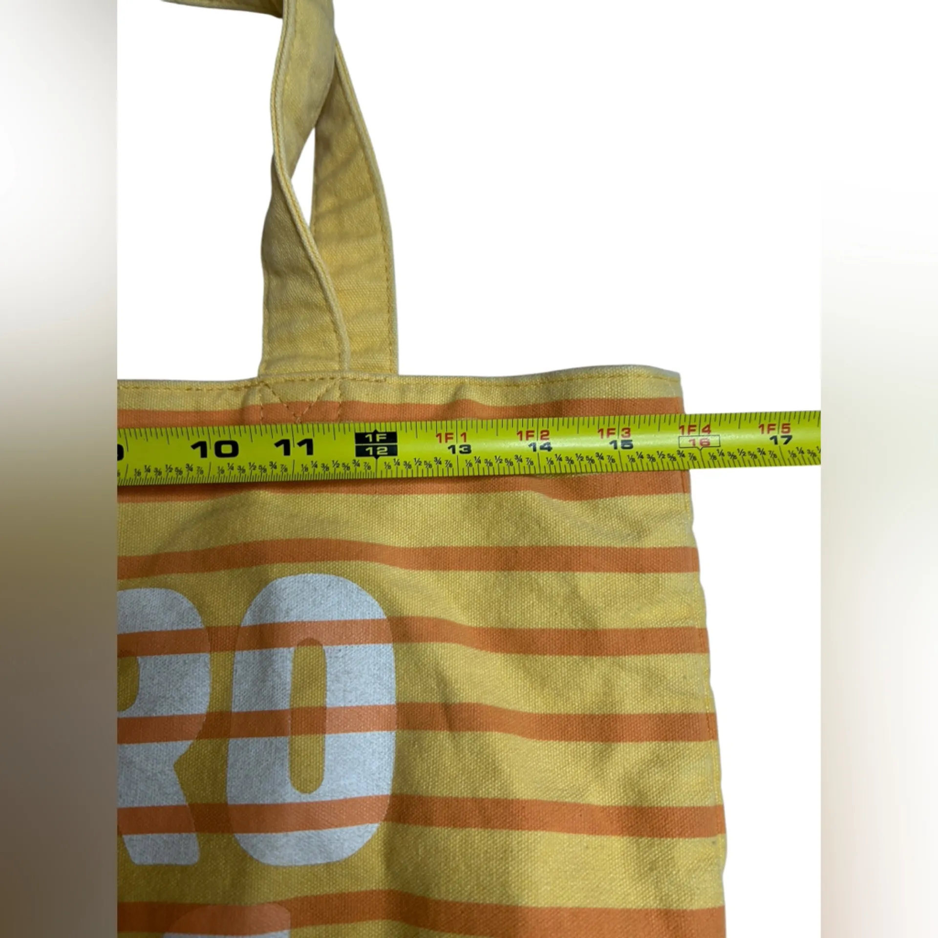 Vintage Yellow & Orange Striped Aeropostale Canvas Tote Bag | Y2K Aeropostale - Image 9