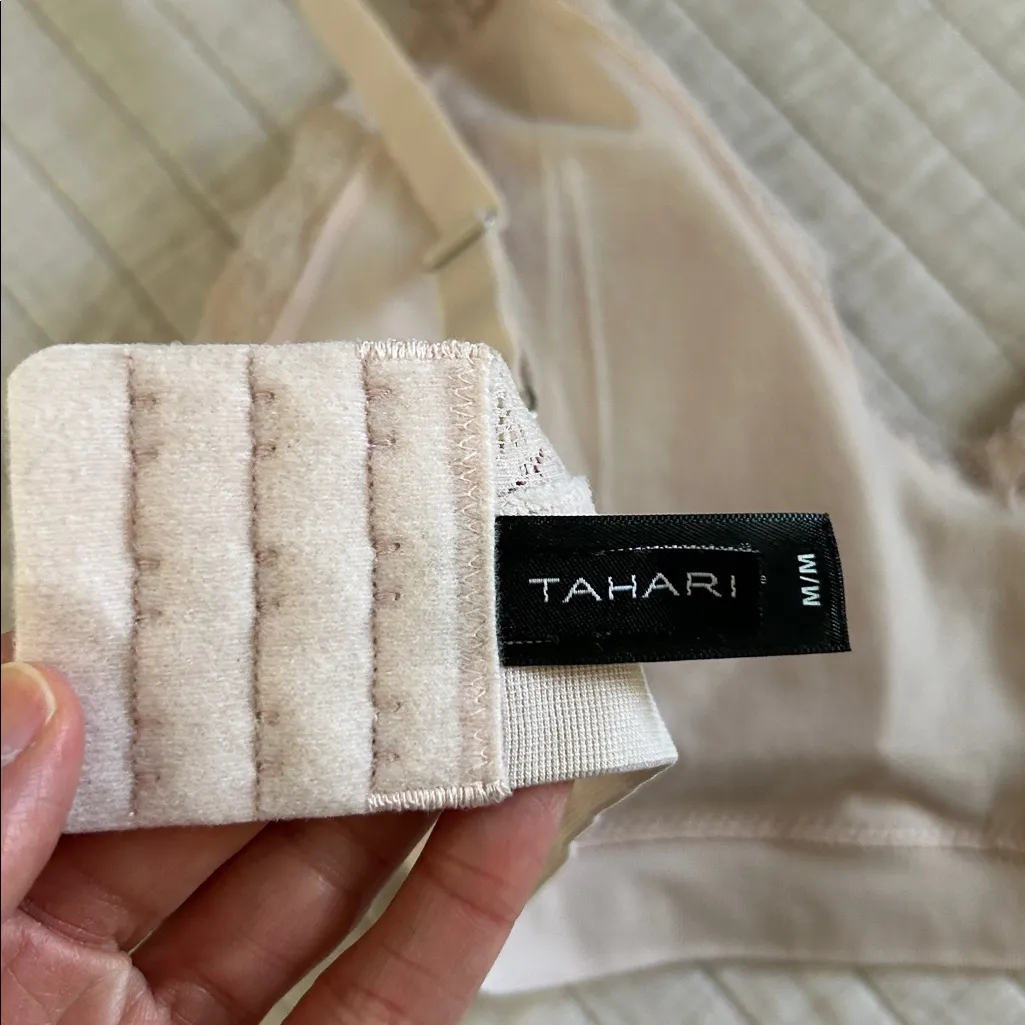 Tahari nude blush padded lace trim, ribbed every day, comfy bra, medium - Image 7