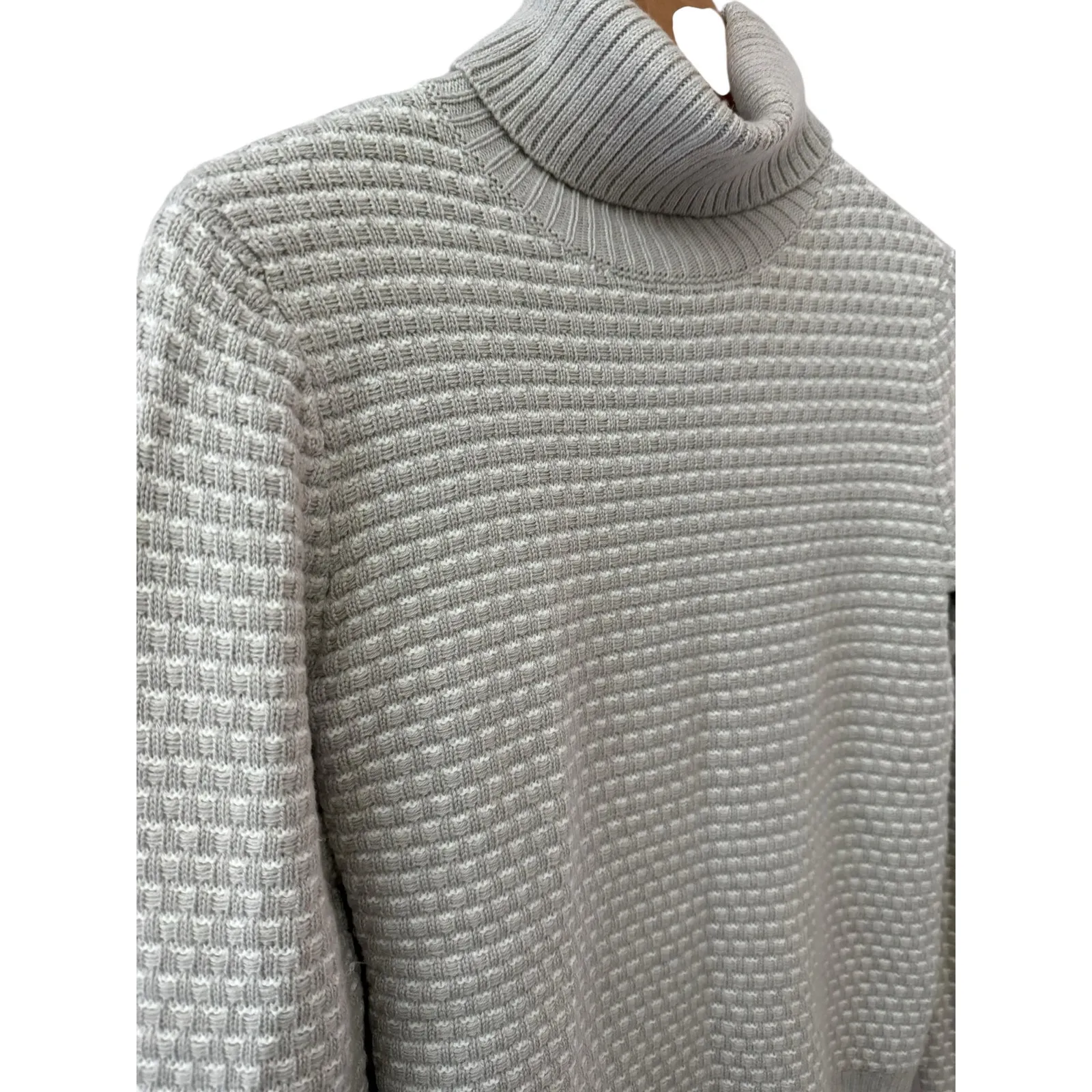 J. Crew Waffle Knit Textured Turtleneck Sweater Mushroom Gray Size XS‎ - Image 8