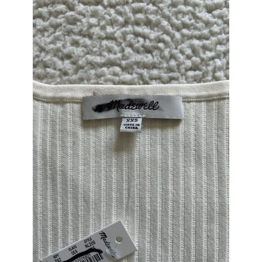 Madewell Womens Sculpt Ottoman Sweater Crop Tee T Shirt Top Ivory Size XXS - Image 2