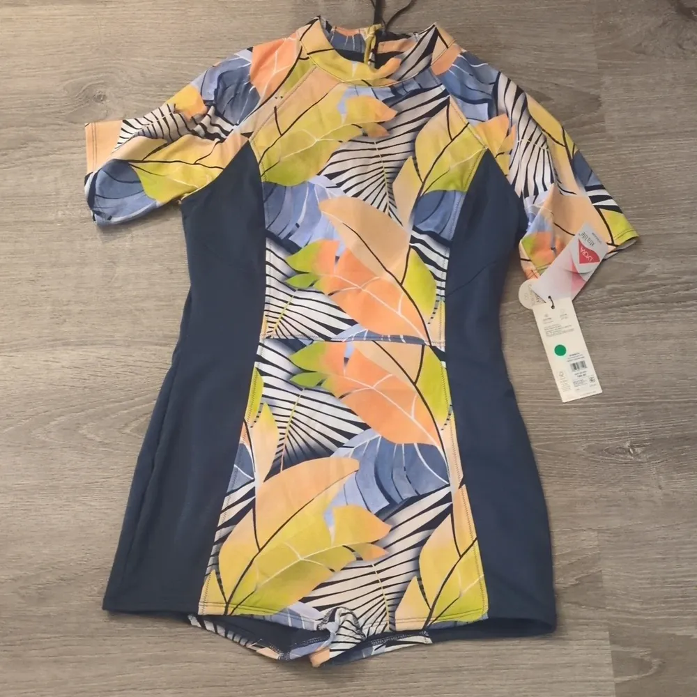 Calia by Carrie Underwood desert Flora Peri dusk zip back paddle suit size 10 Blue - Image 2