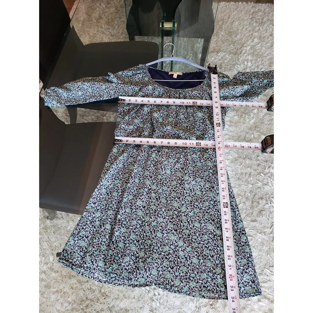 Accidentally In Love Shift Dress Women's Size Medium Blue Floral Cinch Waist - Image 8