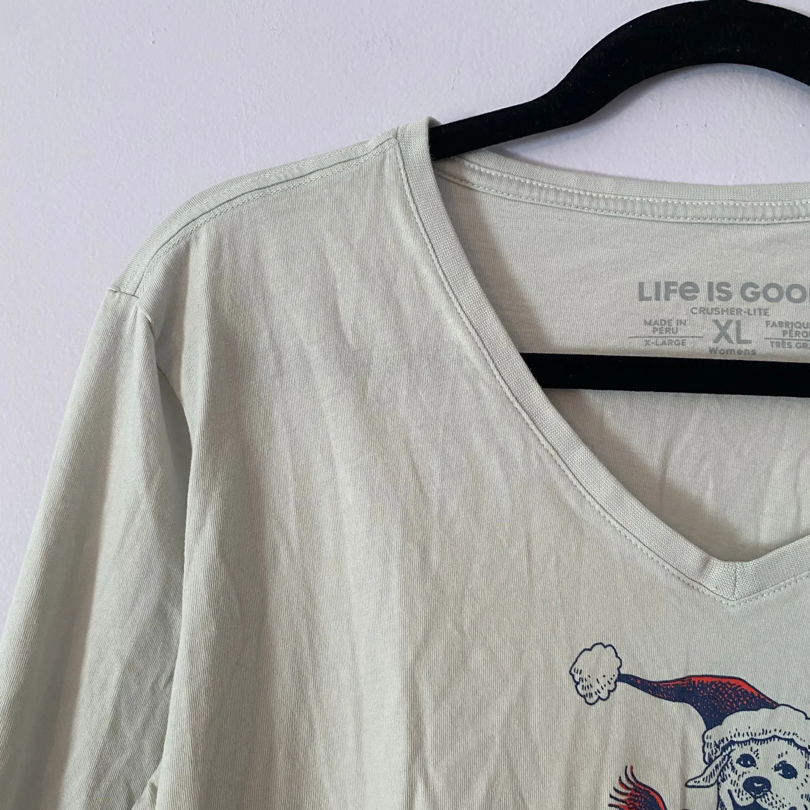 Life Is Good Snow Day Dog Gray Long Sleeve Crusher Lite Tee Women's size XL - Image 4