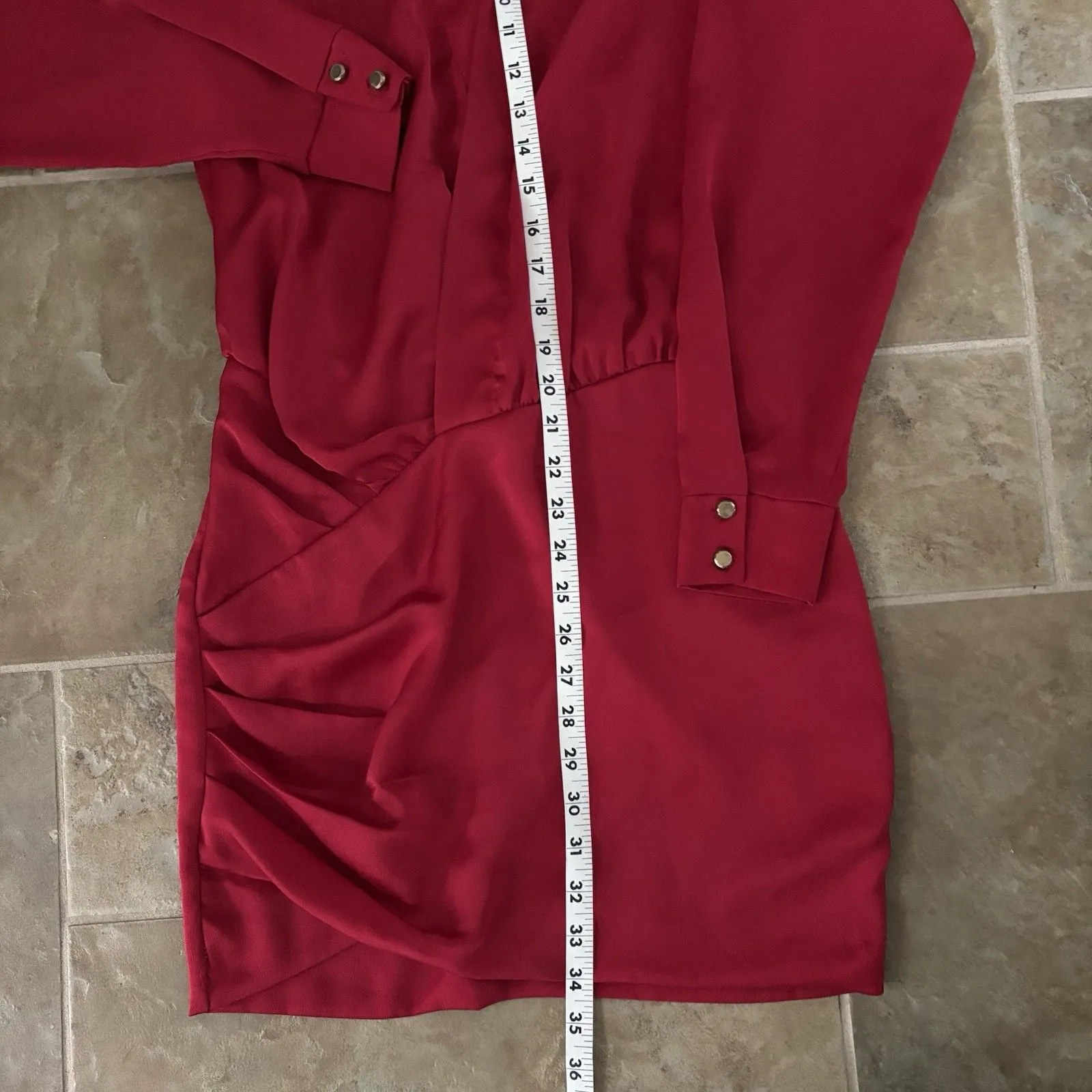 Monaco Dress Womens Size Small Vintage Made In USA Red Long Sleeve Sexy Vegas - Image 3