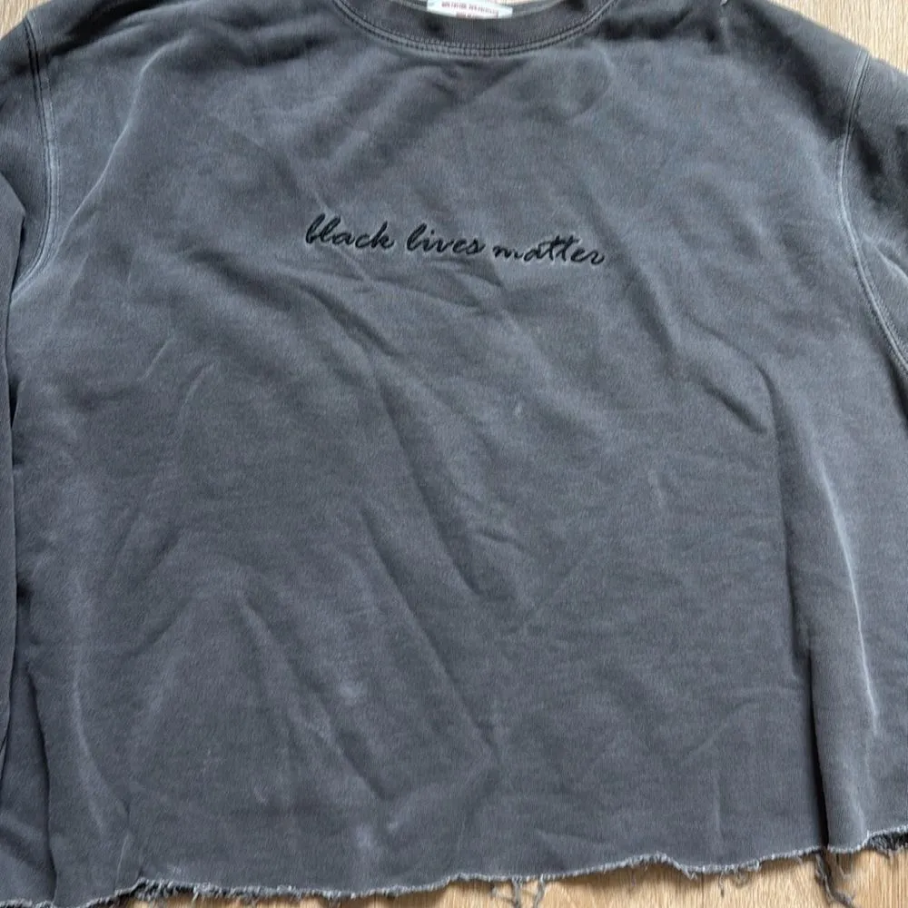 Phenomenal Black Lives Matter Embroidered Sweatshirt Gray Medium Cropped - Image 2