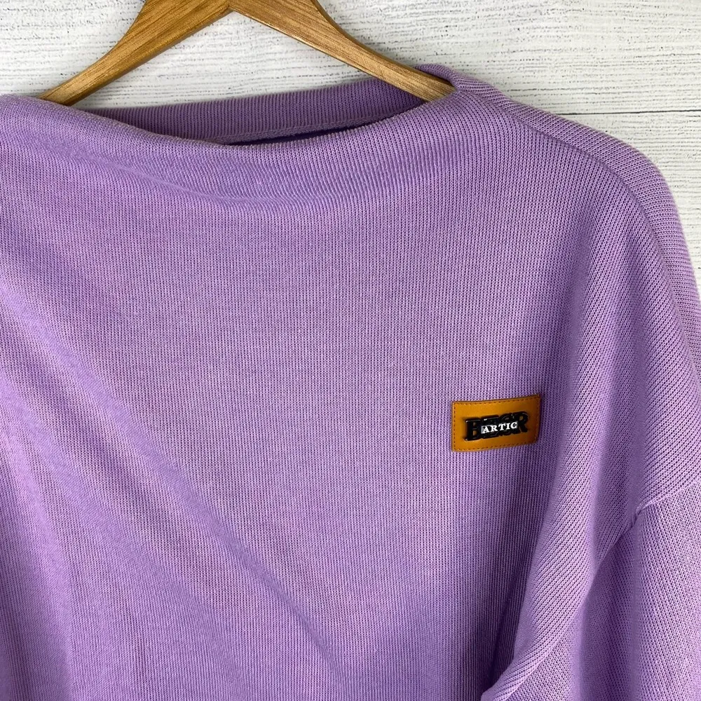 Shein Womens Purple Cropped Balloon Sleeve Boat Neck Sweatshirt size large - Image 6