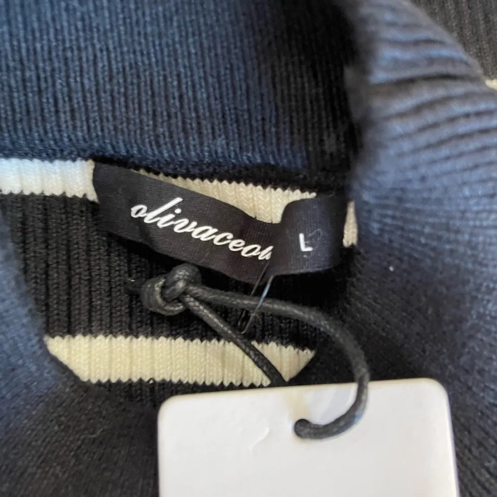 Olivaceous long sleeve striped sweater new with tags cut outs size L NWT Black Size L - Image 7