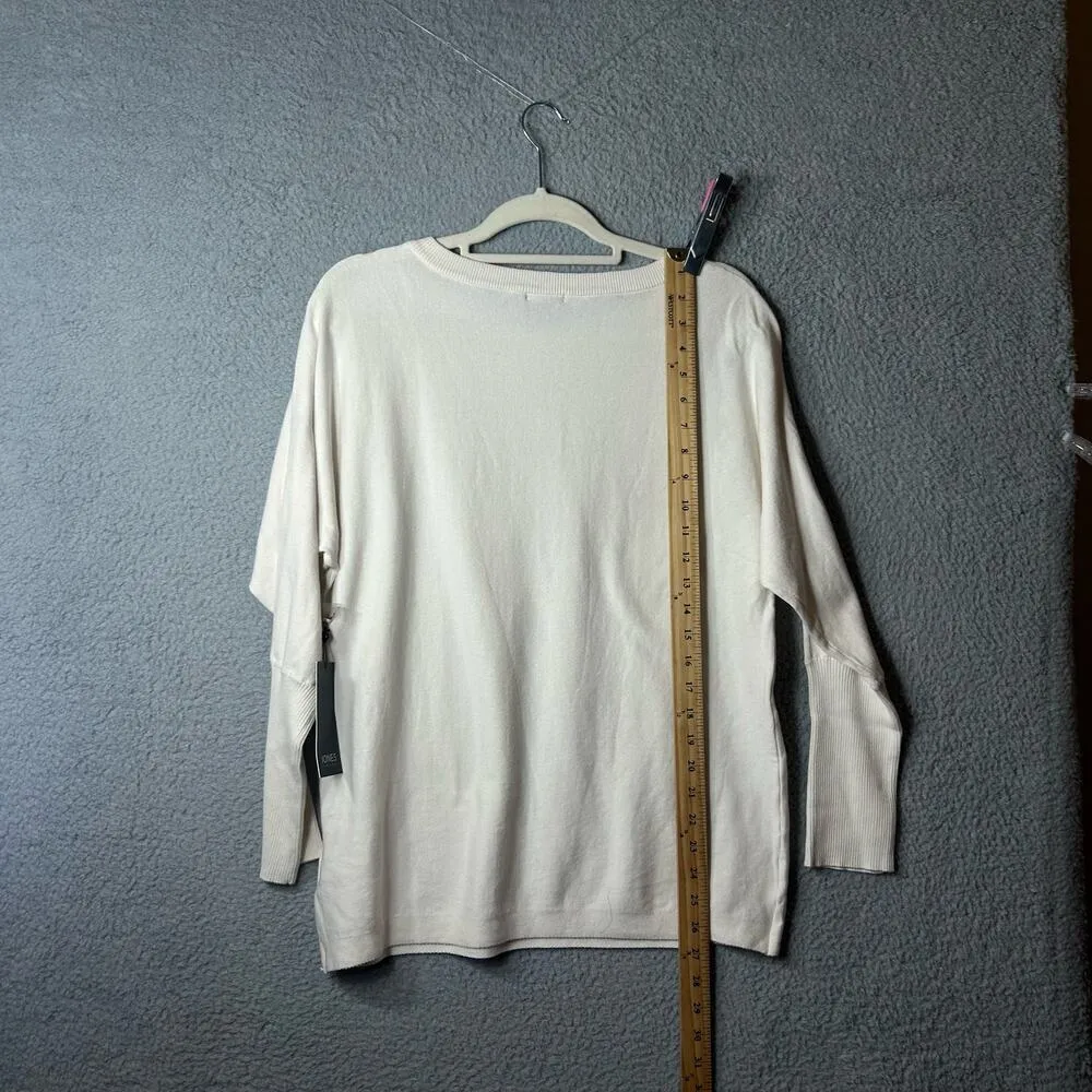 Jones New York Sweater Womens Large Cream Embellished Crew Neck Sweater‎ NEW - Image 6
