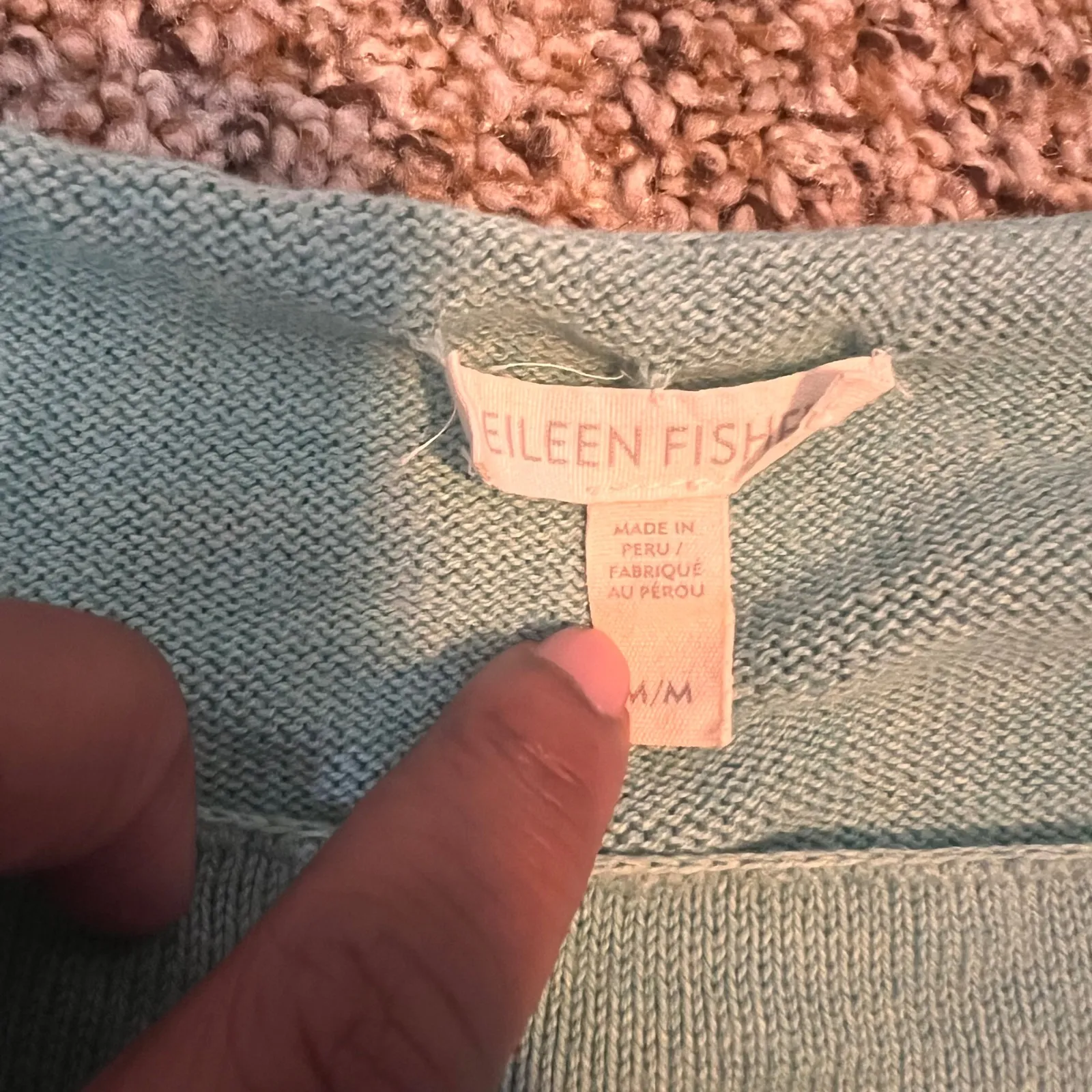 Eileen Fisher Medium Knit Top Mint Green Organic Cotton Blend Comfortable‎ - Image 2