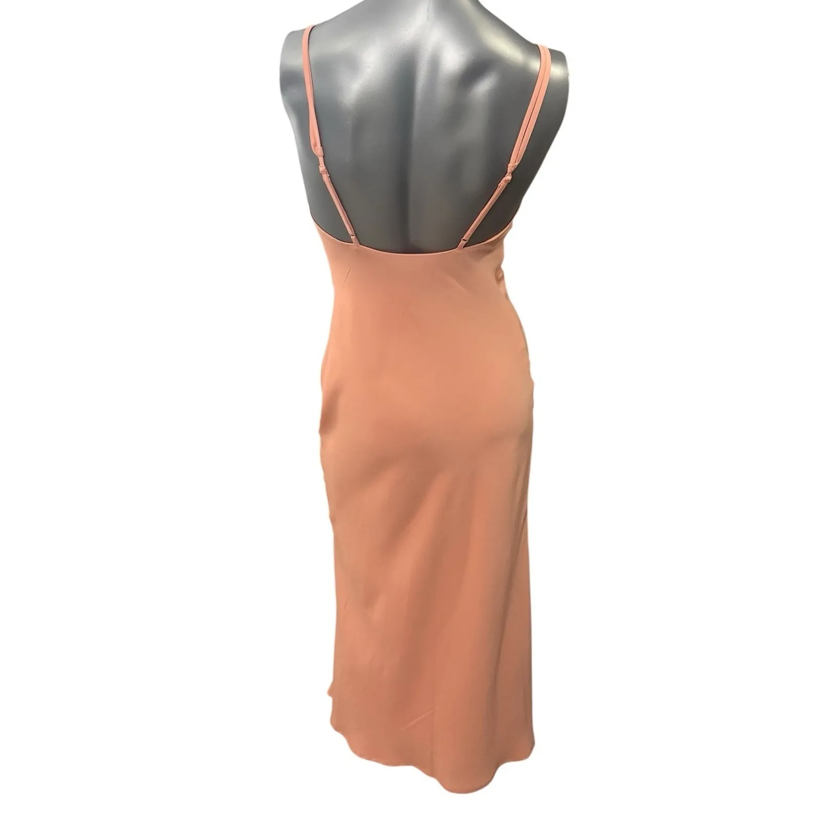 ABERCROMBIE & FITCH Peach Cowl Neck Maxi Dress Small Spaghetti Strap Prom - Image 3