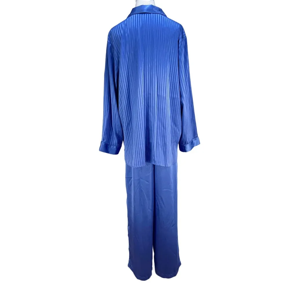 Vintage Inner Most Satin Sleepwear Pant Set Pajamas Blue Size XL - Image 10