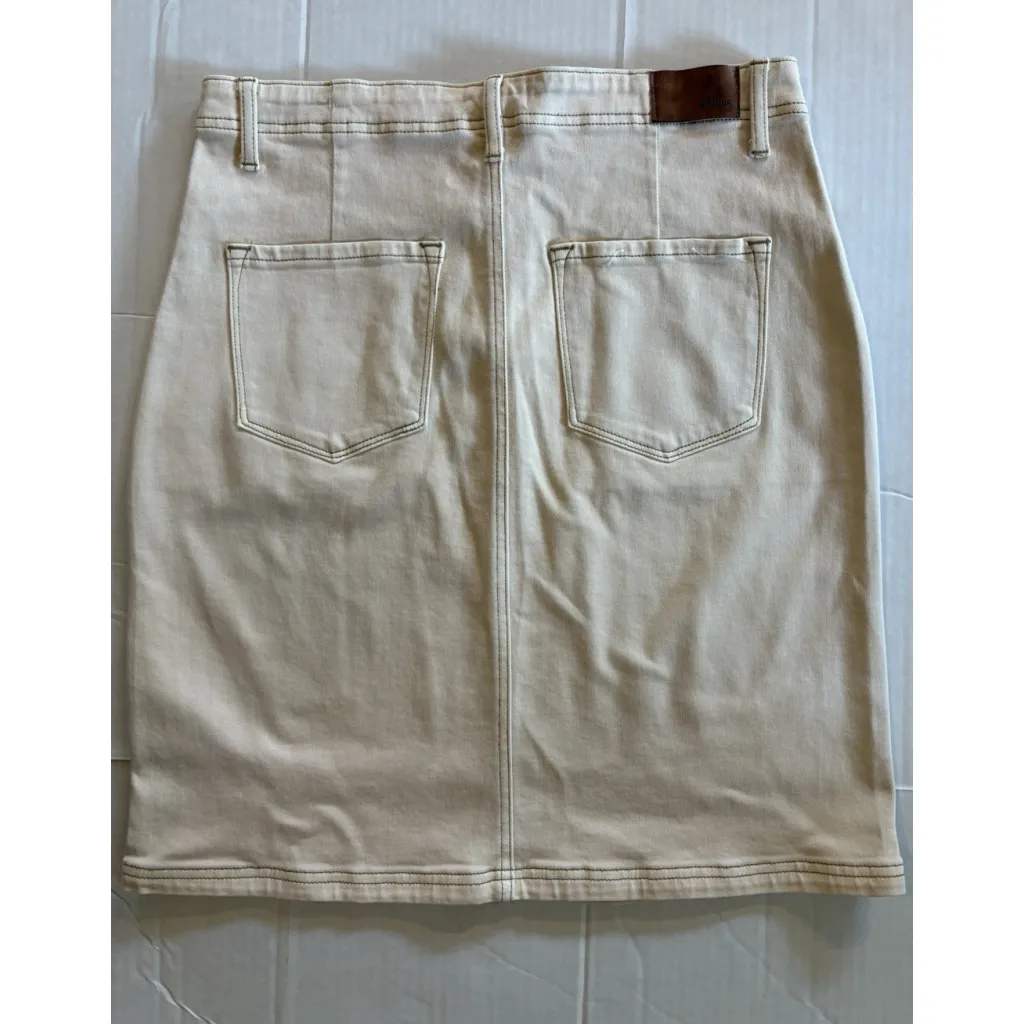 Bohme Button Up High Rise Cargo Naval Style Cream Denim Pencil Skirt Size XL - Image 3