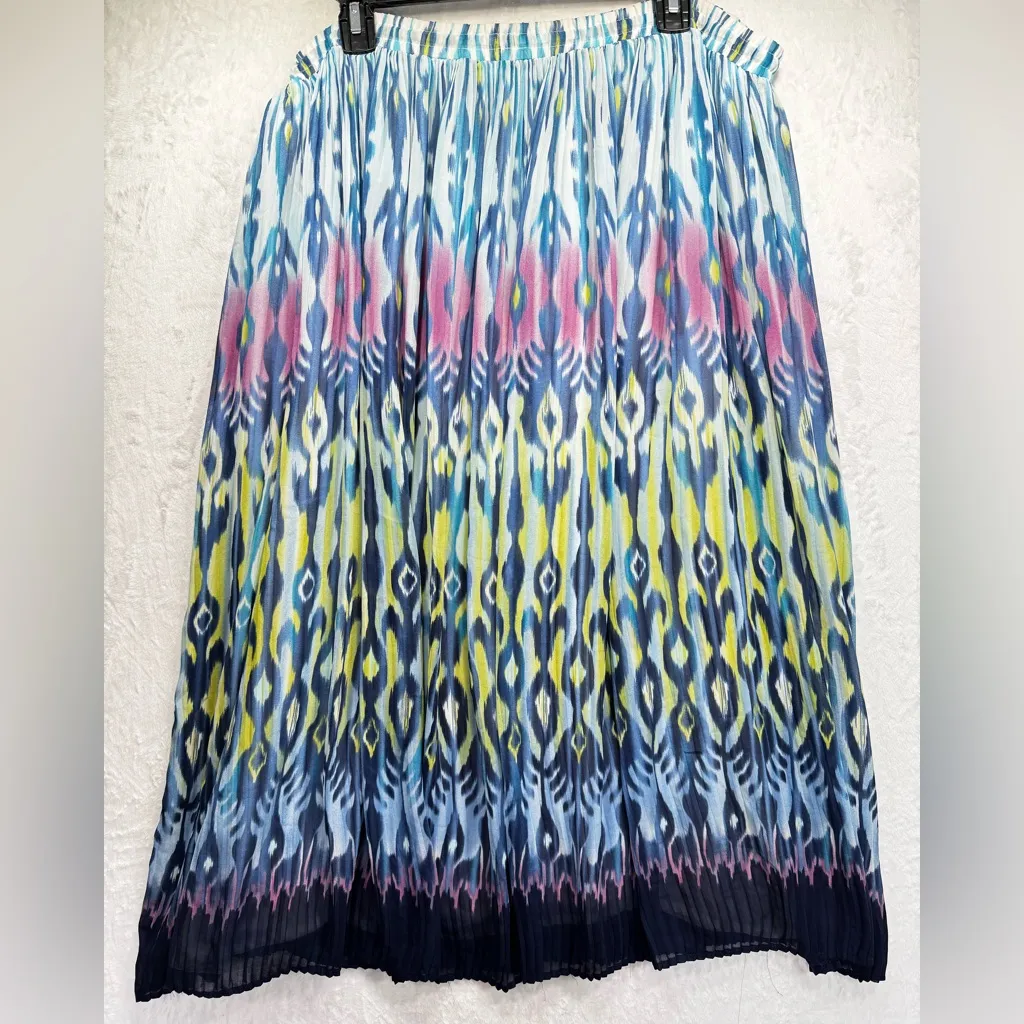 Vintage Y2K Boho Tiered Chiffon Prairie Maxi Skirt Alfred Dunner Multicolor Ikat Size 18 - Image 2