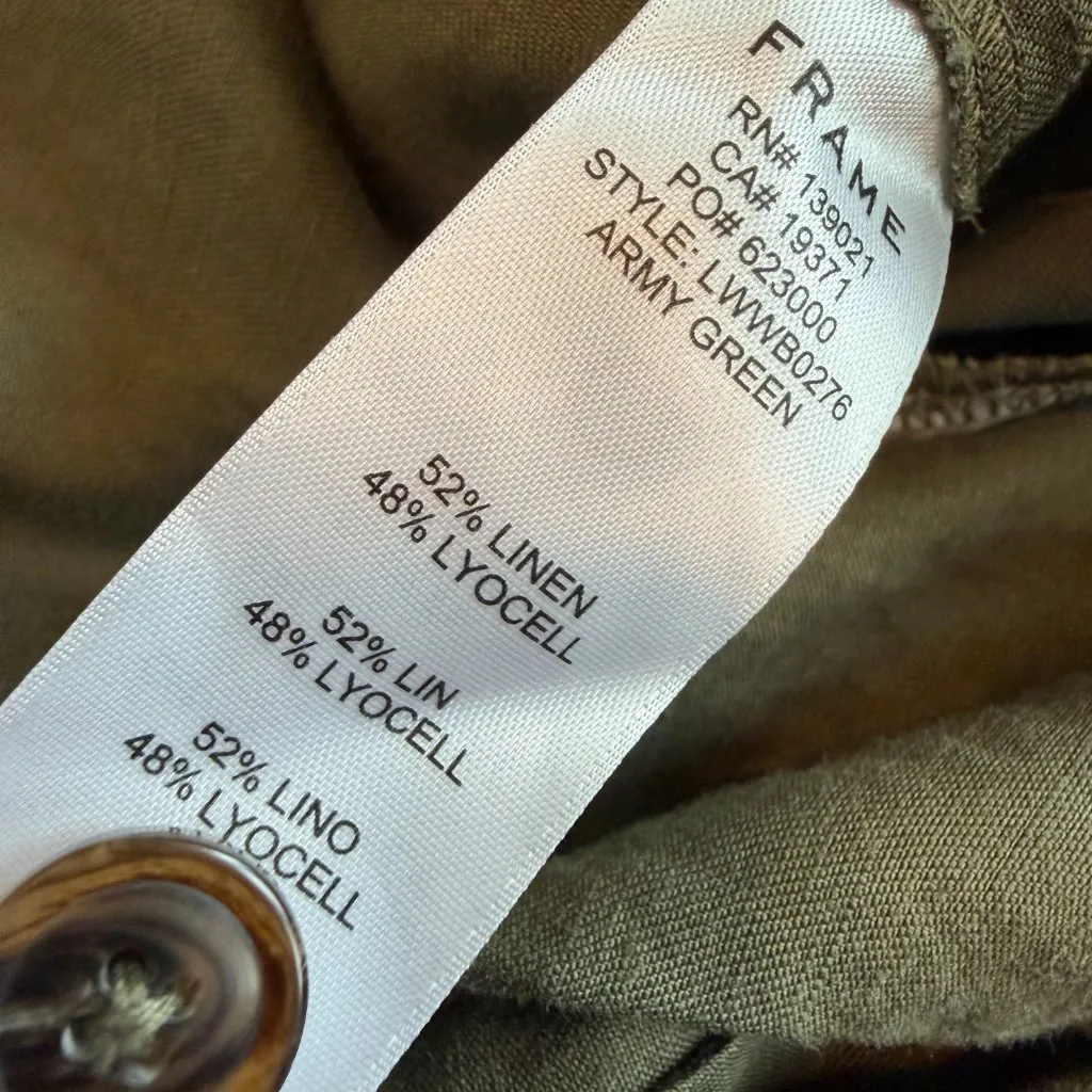 Frame Linen Blend Cropped Length Pants Tie Belt Comfort Casual Size 6 Women's - Image 11