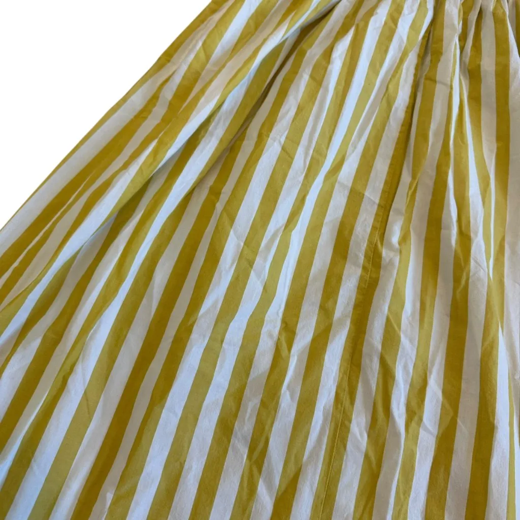 A New Day Yellow White Striped Maxi Dress Sundress Strapless Cotton Size Medium - Image 11