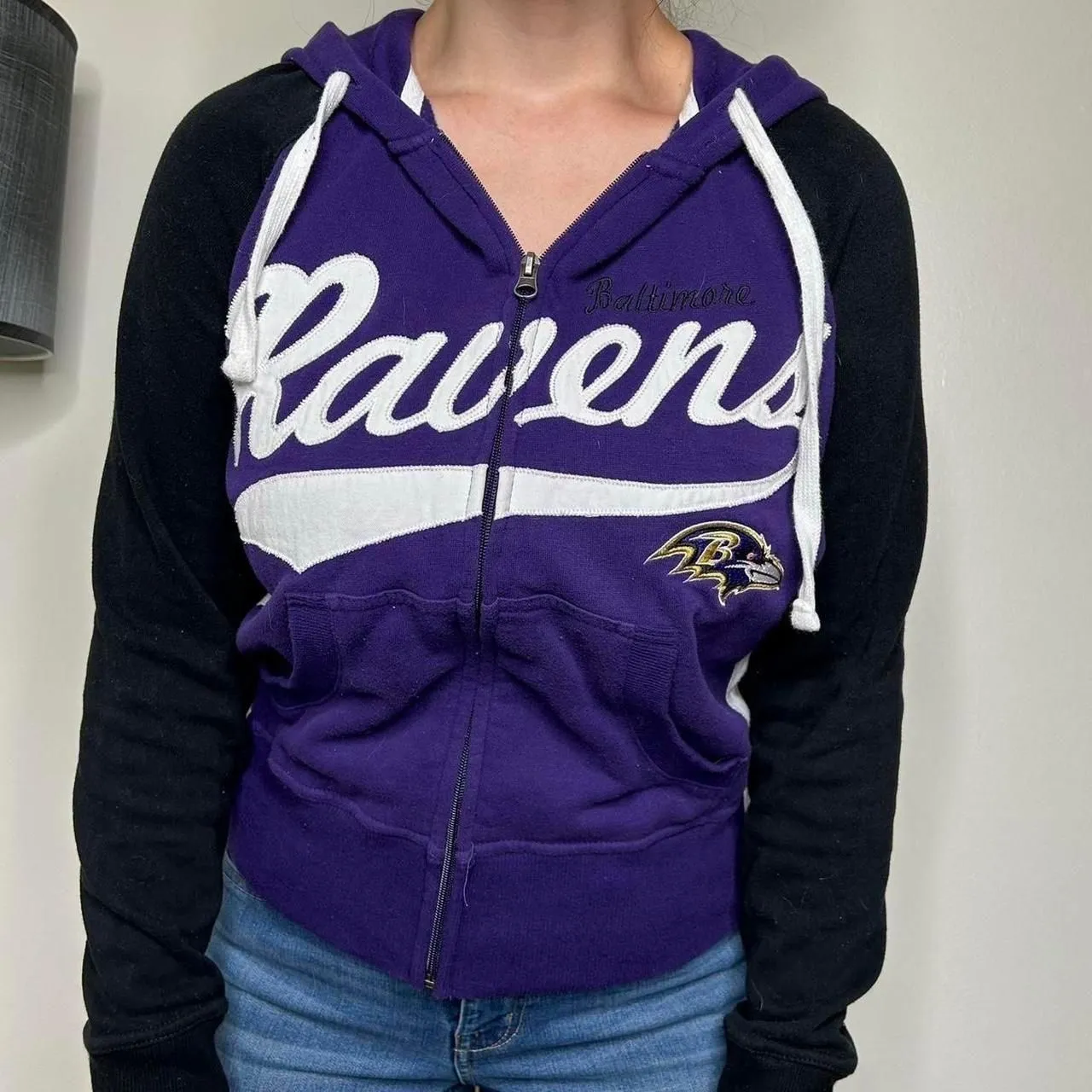 Nfl Women's Purple and Black Jacket small - Image 7
