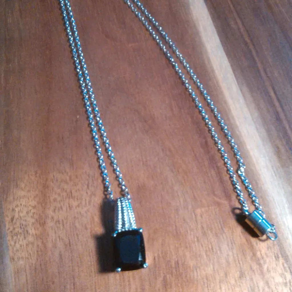 Thai Black Spinel Stainless Steel Necklace - Image 3