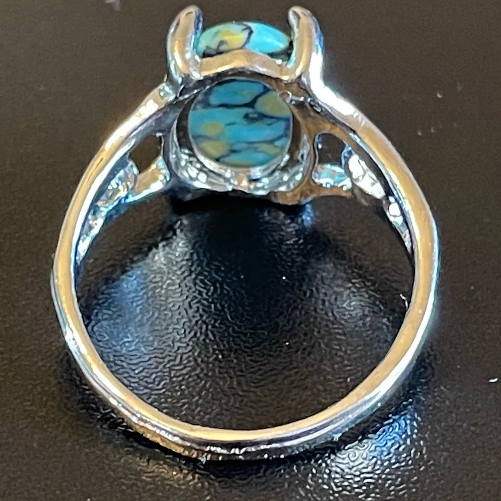 Mixed 3 color gemstone S925 silver ring size 9.5 - Image 4