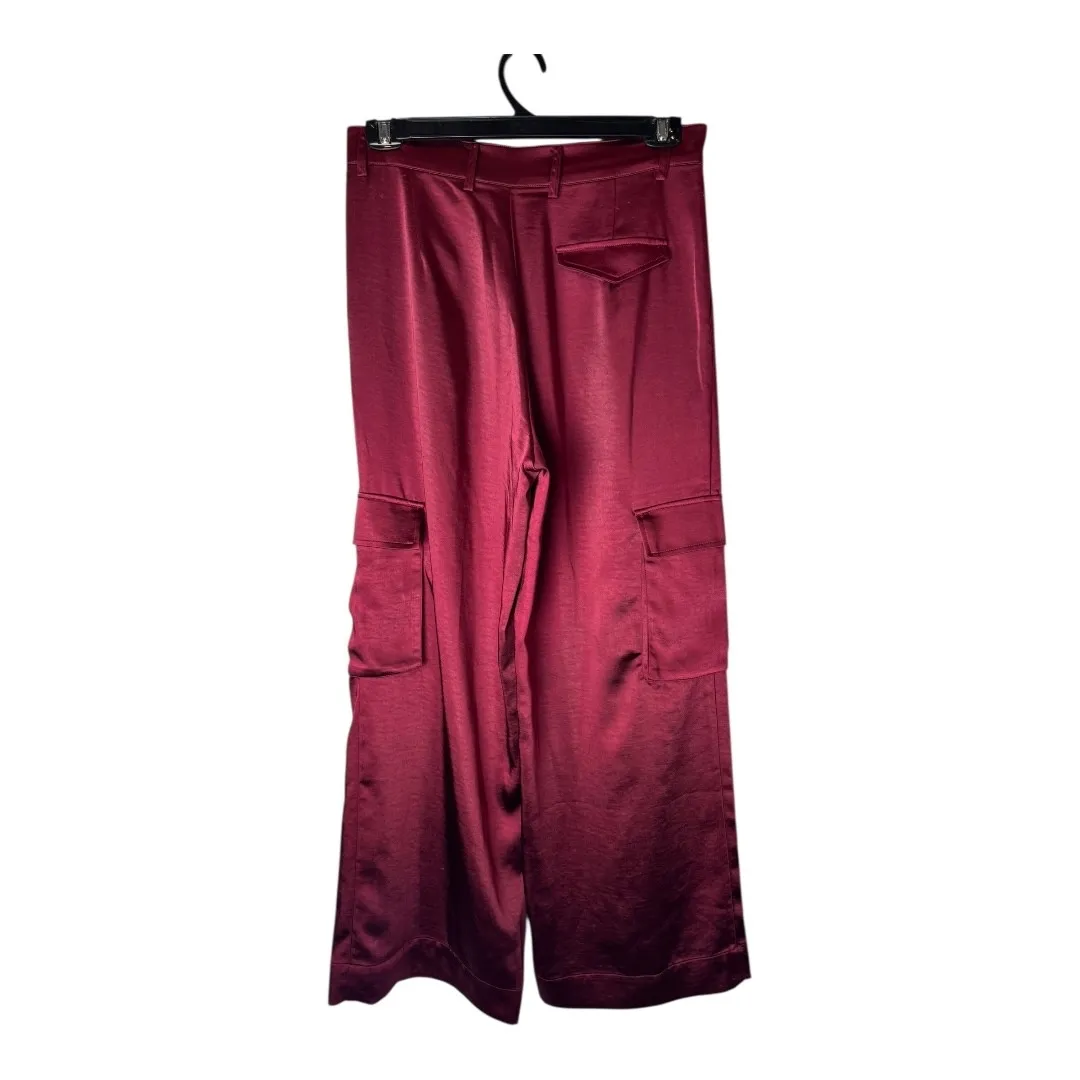 LNA‎ Clothing Pants Women Medium Red Silky Cargo Pants Wide Leg Luxury Retro - Image 3